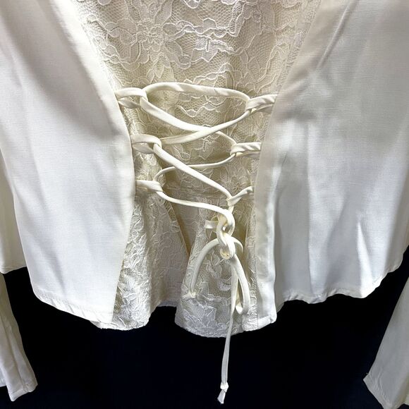 Circle T Marilyn Lenox 70s Western Look Womens Shirt Corset Back Large Cream - Picture 8 of 8
